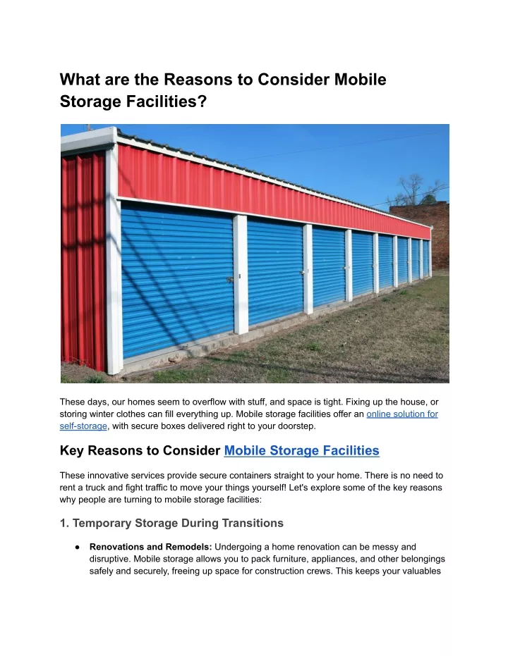 what are the reasons to consider mobile storage