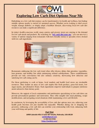 Exploring Low Carb Diet Options Near Me