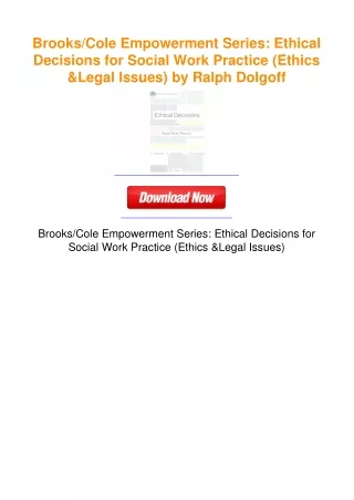 Brooks/Cole Empowerment Series: Ethical Decisions for Social Work