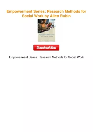 Empowerment Series: Research Methods for Social Work by Allen Rubin