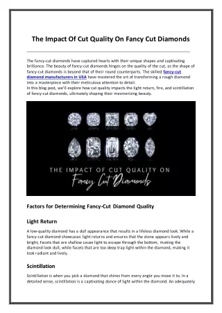 The Impact Of Cut Quality On Fancy Cut Diamonds