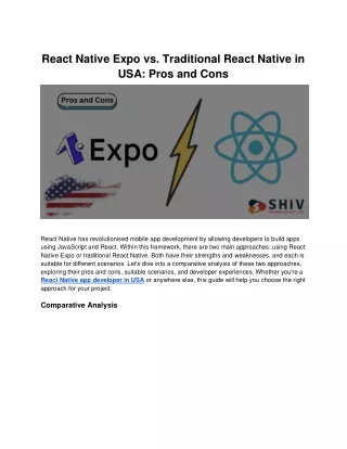 React Native Expo vs. Traditional React Native in USA: Pros and Cons