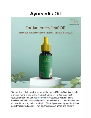 Ayurvedic Oil | Dharti Ayurveda