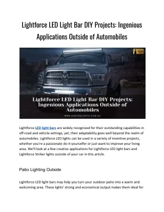 Lightforce LED Light Bar DIY Projects_ Ingenious Applications Outside of Automobiles
