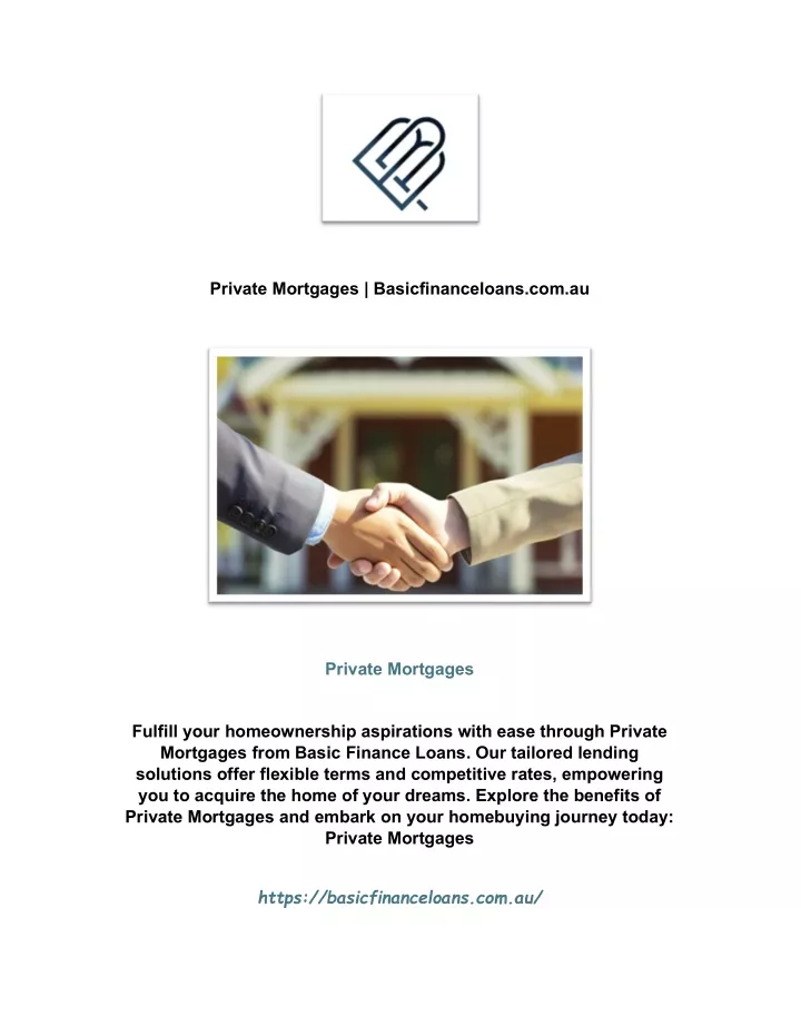 private mortgages basicfinanceloans com au