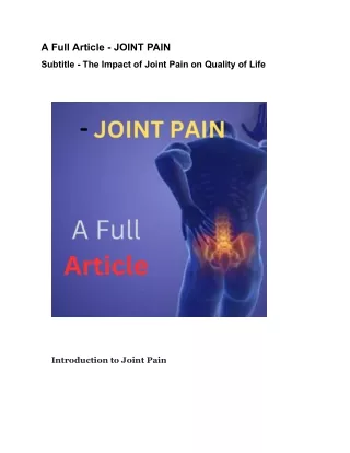 a full article joint pain
