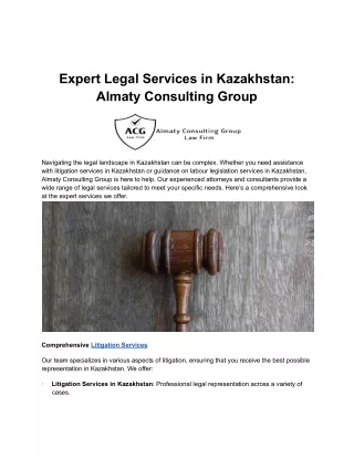 Expert Legal Services in Kazakhstan: Almaty Consulting Group