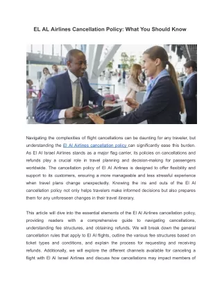 el al airlines cancellation policy what