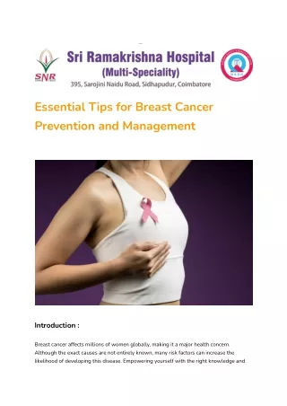 Essential Tips for Breast Cancer Prevention and Management