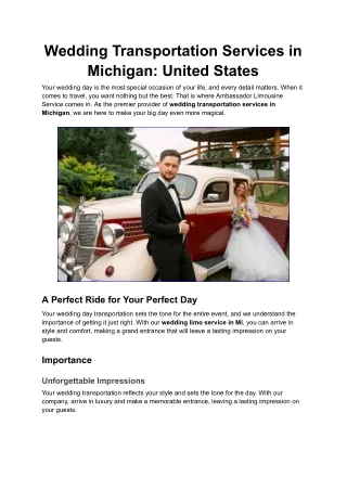 Wedding Limo Bus Service in Detroit: United States