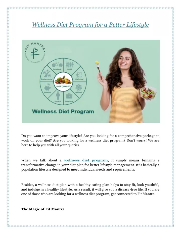 wellness diet program for a better lifestyle