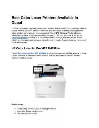 Best 5 Color Laser Printers Available in Dubai