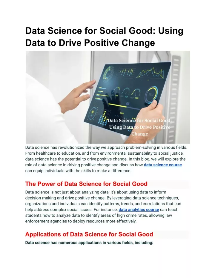 data science for social good using data to drive