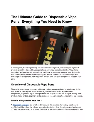 The Ultimate Guide to Disposable Vape Pens Everything You Need to Know