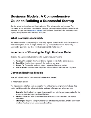 business models a comprehensive guide to building