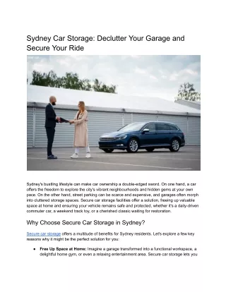 Sydney Car Storage: Declutter Your Garage and Secure Your Ride