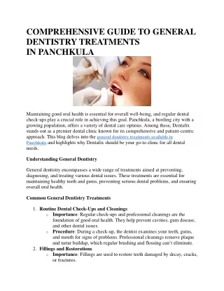 Best General Dentistry Treatments in Panchkula By Dentafix