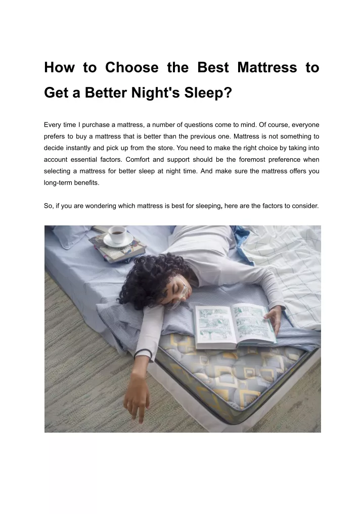 how to choose the best mattress to