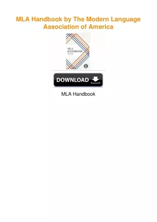 MLA Handbook by The Modern Language Association of America