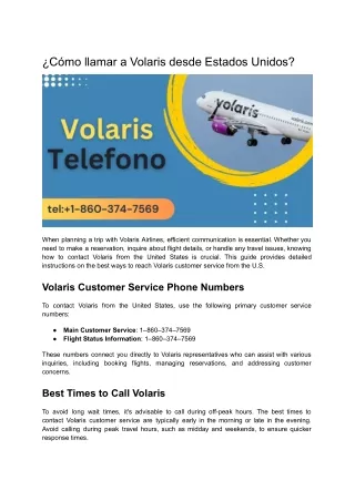 ¿Cómo llamar a Volaris desde Estados Unidos?