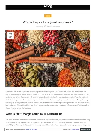 What is the Profit Margin of Pan Masala? An In-Depth Analysis