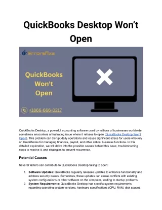 quickbooks desktop won t open