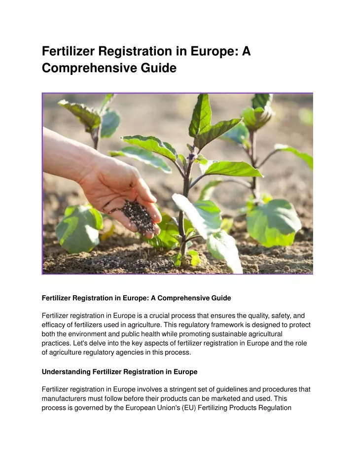 fertilizer registration in europe a comprehensive