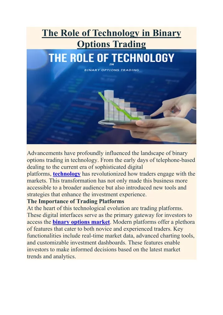 the role of technology in binary options trading