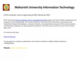 B Tech Computer science engineering at MUIT Admission 2024