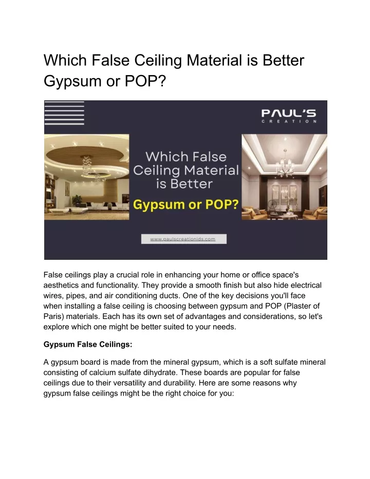 which false ceiling material is better gypsum