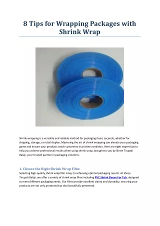 8 Tips for Wrapping Packages with Shrink Wrap