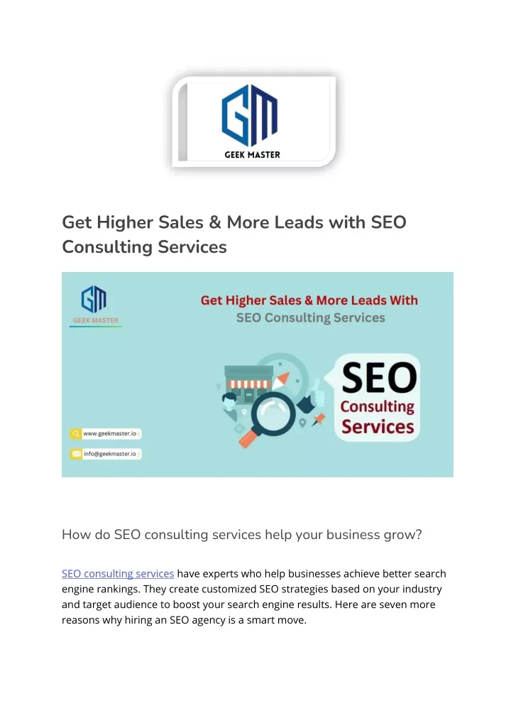 get higher sales more leads with seo consulting