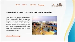 Luxury Jaisalmer Desert Camp Book Your Desert Stay Today