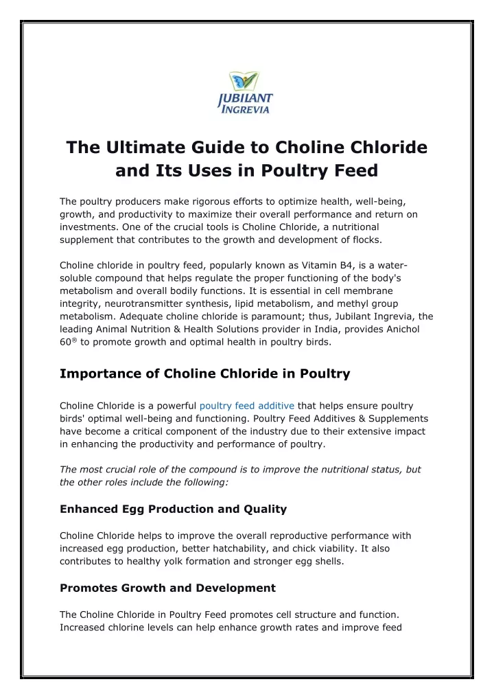 the ultimate guide to choline chloride