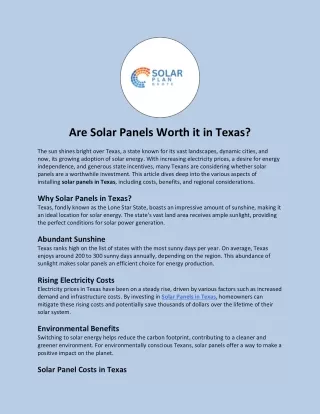 Are Solar Panels Worth it in Texas?
