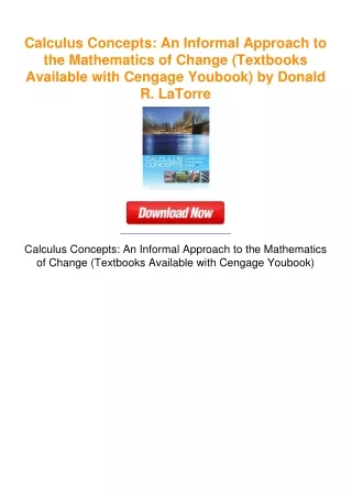 Calculus Concepts: An Informal Approach to the Mathematics of Change