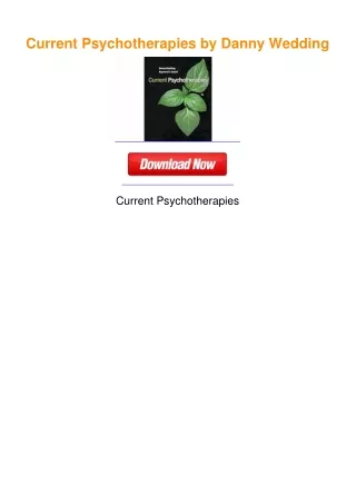 Current Psychotherapies by Danny Wedding