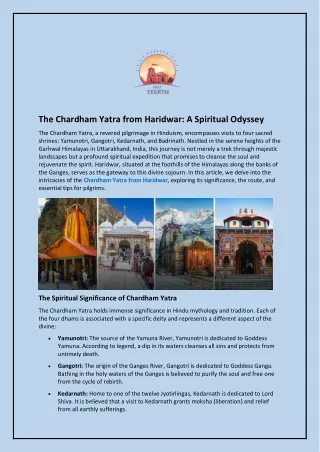 The Chardham Yatra from Haridwar and A Spiritual Odyssey