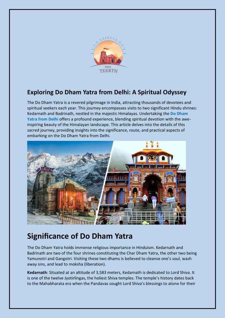 exploring do dham yatra from delhi a spiritual