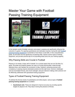 Master Your Game with Football Passing Training Equipment