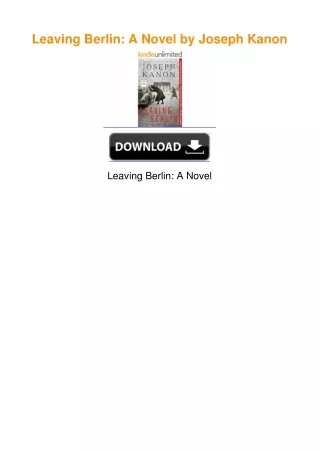 Leaving Berlin: A Novel by Joseph Kanon