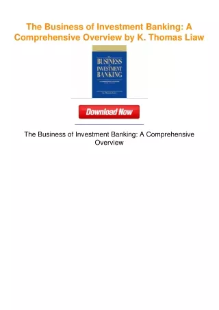 The Business of Investment Banking: A Comprehensive Overview by K. Thomas