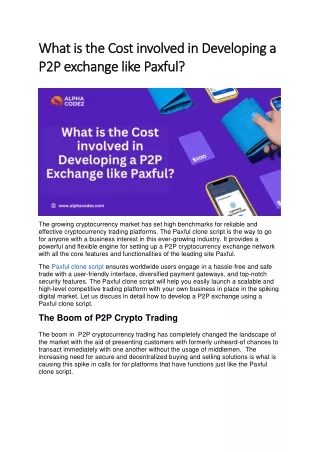 What is the Cost involved in Developing a P2P exchange like Paxful