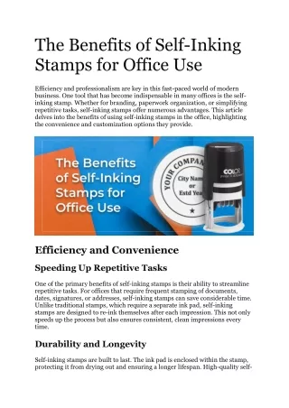 The Benefits of Self-Inking Stamps for Office Use