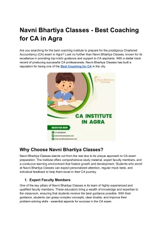 Navni Bhartiya Classes - Best Coaching for CA in Agra