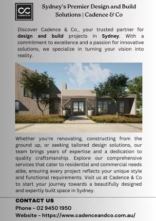 Sydney's Premier Design and Build Solutions  Cadence & Co