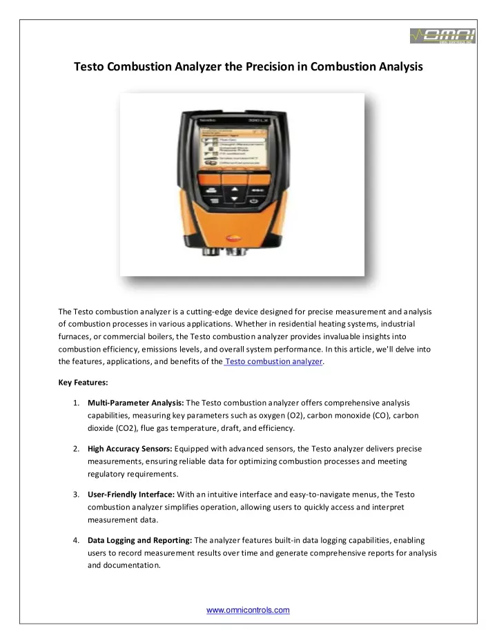 testo combustion analyzer the precision