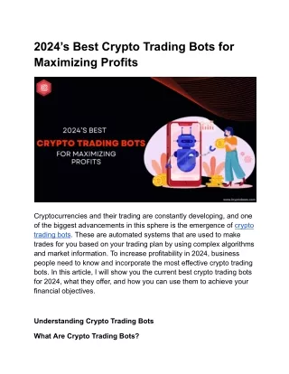 2024’s Best Crypto Trading Bots for Maximizing Profits