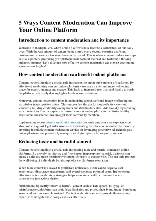 5 ways content moderation can improve your online