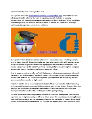 gamesalad development company in new york